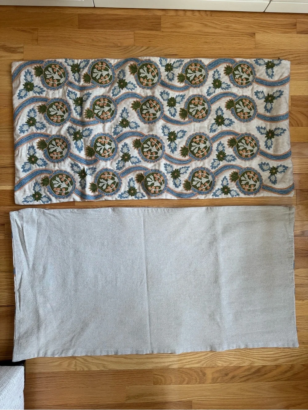 NWOT GreenRow King Size Pillow Shams Floral in Blue, Green & Peach